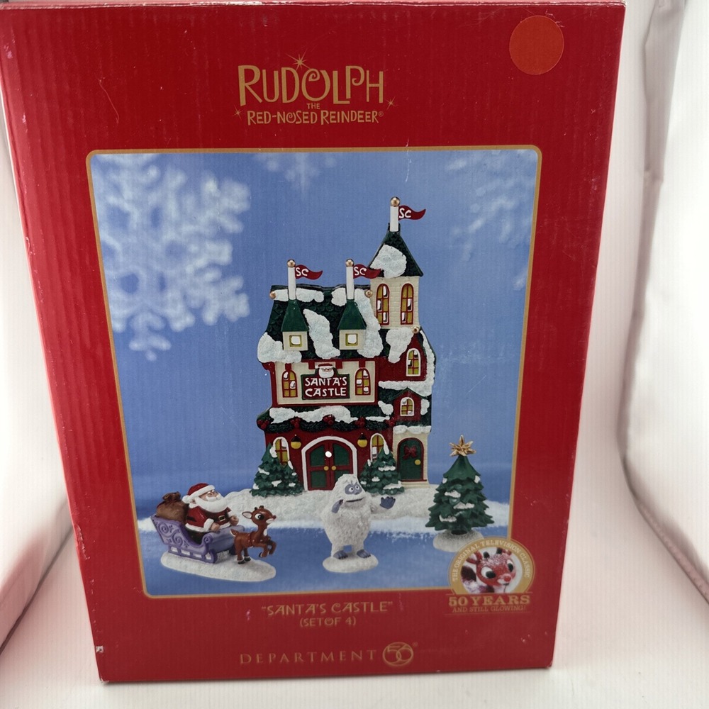 Department 56 Snow Village Rudolph Santa's Castle Retired 2014 Set of 4